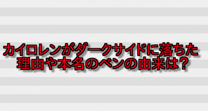 カイロレンがダークサイドに落ちた理由や本名のベンの由来は? 画像